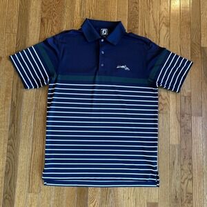 FootJoy Men Athletic Fit Golf Polo Shirt Size L Stripe Multicolor Desert Hill GC